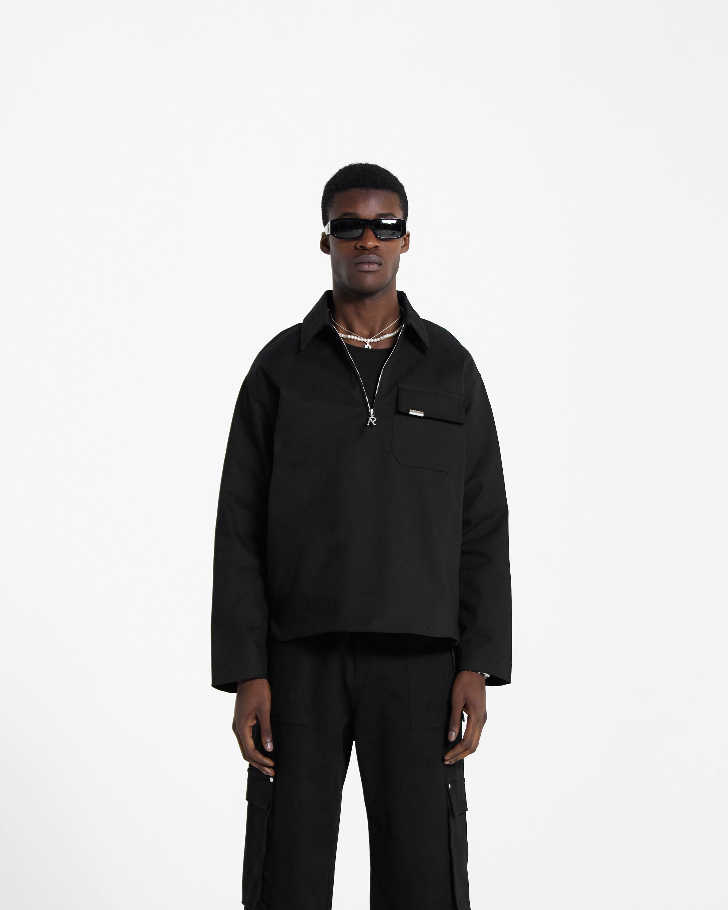 Quilted Pullover Shirt - Black